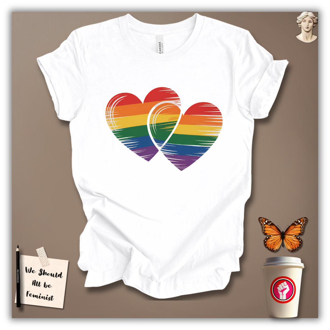 Rainbow Double Heart T-Shirt