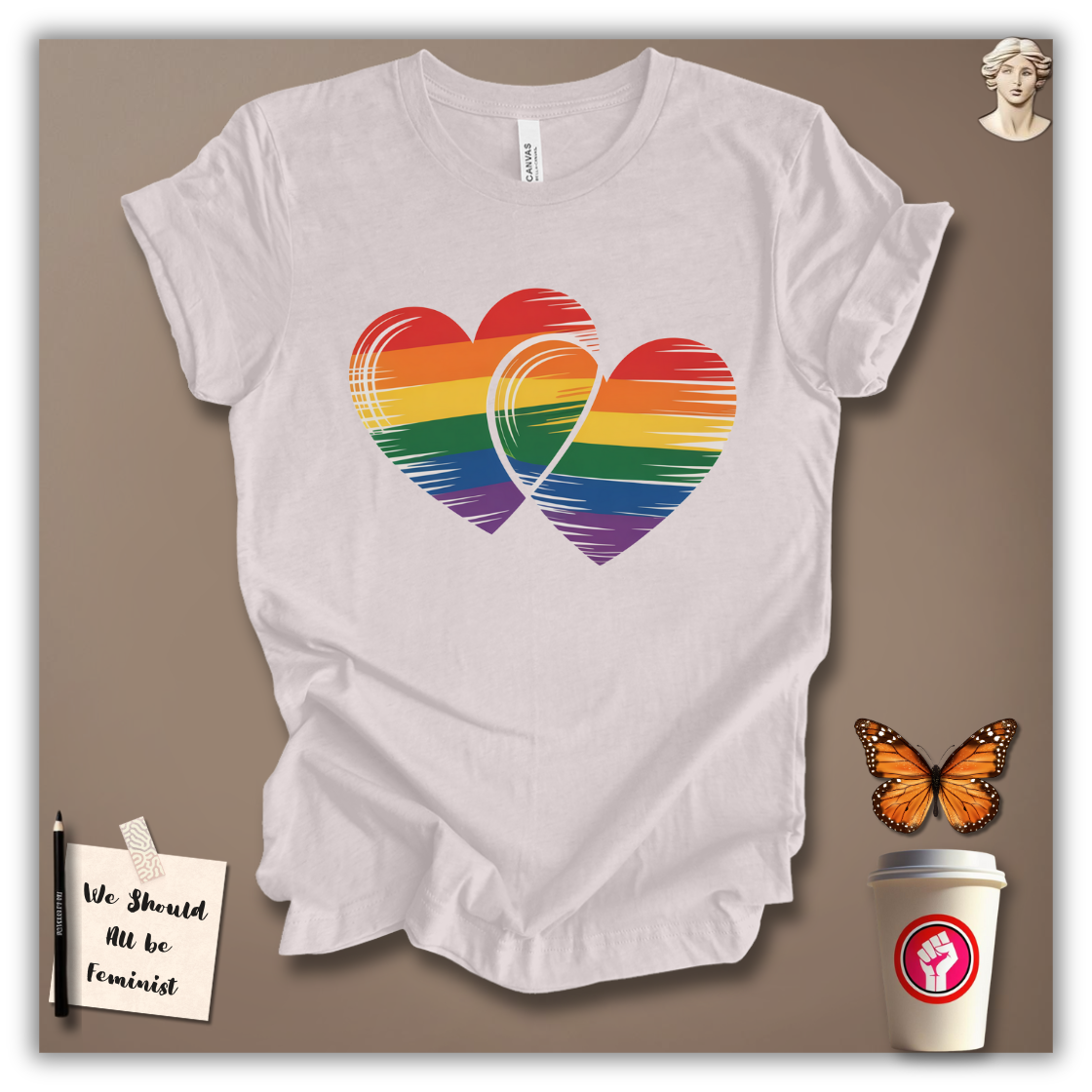 Rainbow Double Heart T-Shirt
