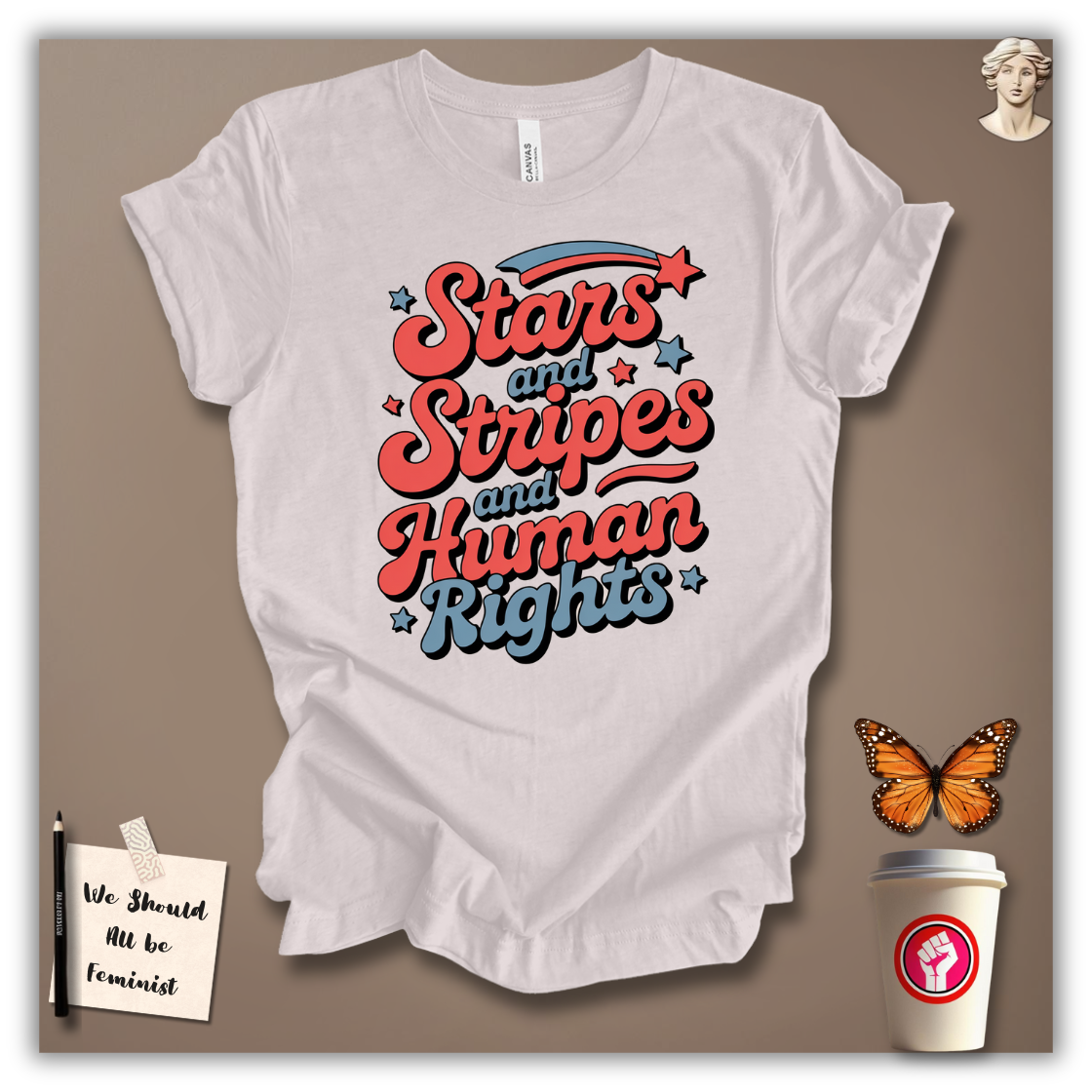 Stars & Stripes & Human Rights (Retro Version) T-Shirt
