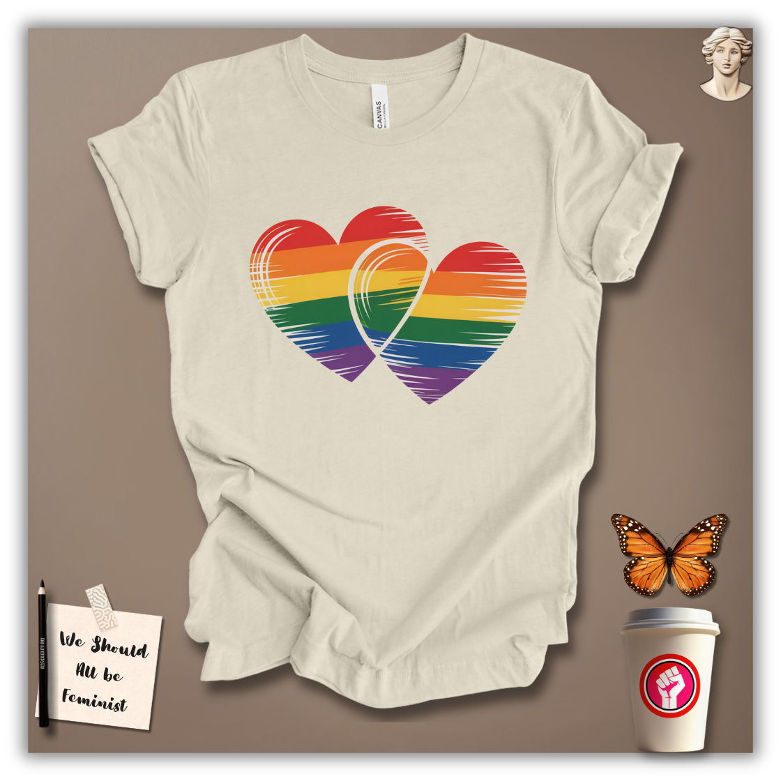 Rainbow Double Heart T-Shirt