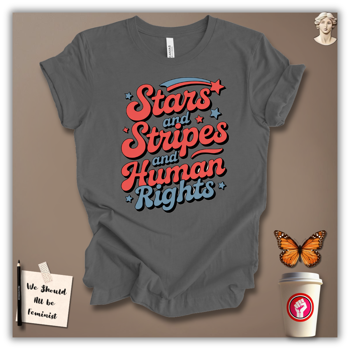 Stars & Stripes & Human Rights (Retro Version) T-Shirt