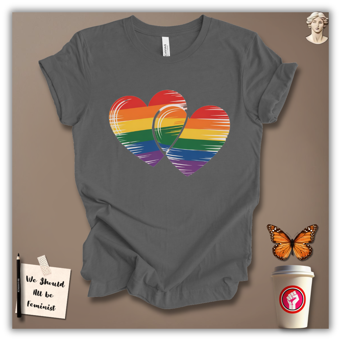 Rainbow Double Heart T-Shirt