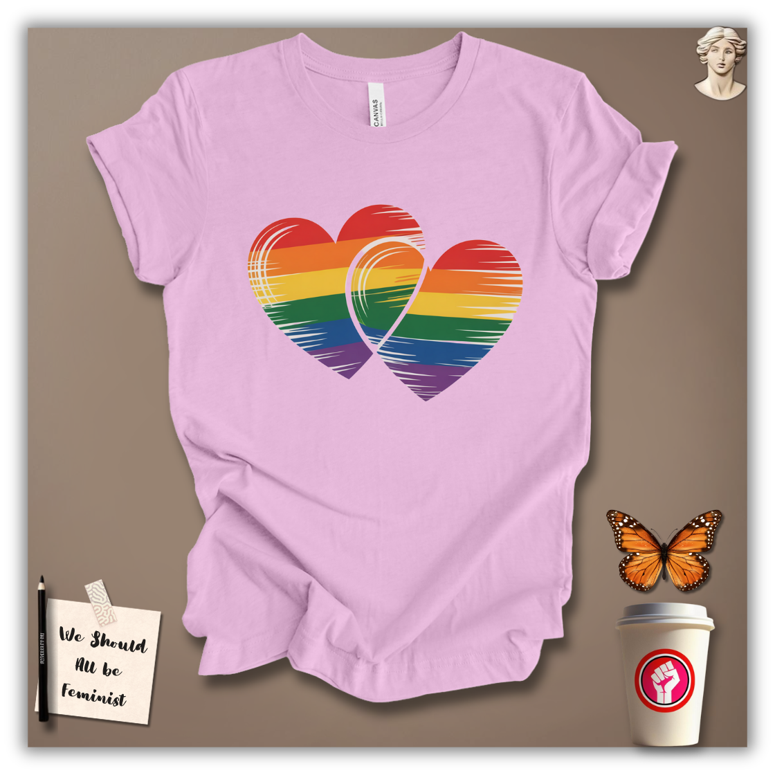 Rainbow Double Heart T-Shirt