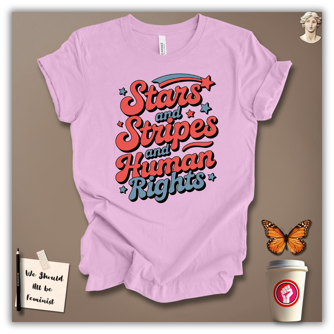 Stars & Stripes & Human Rights (Retro Version) T-Shirt