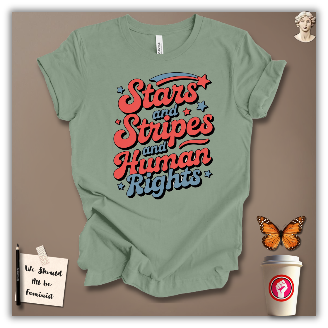 Stars & Stripes & Human Rights (Retro Version) T-Shirt