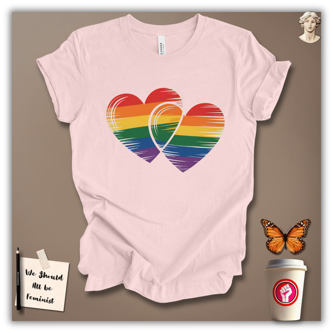 Rainbow Double Heart T-Shirt