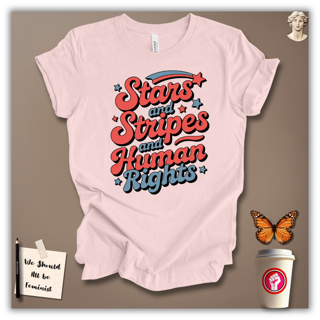 Stars & Stripes & Human Rights (Retro Version) T-Shirt