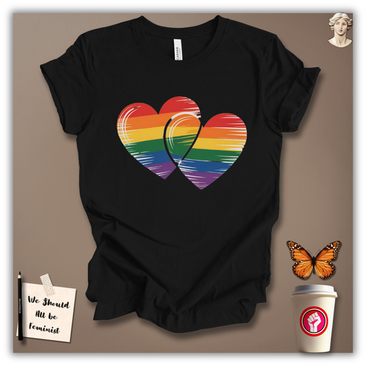 Rainbow Double Heart T-Shirt