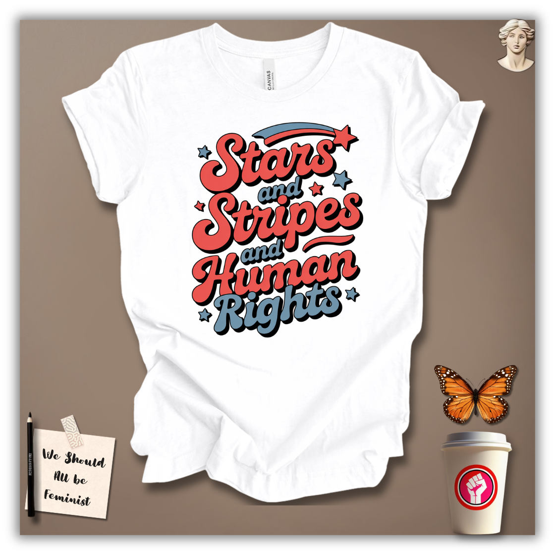 Stars & Stripes & Human Rights (Retro Version) T-Shirt