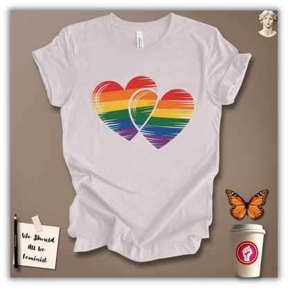 Rainbow Double Heart T-Shirt