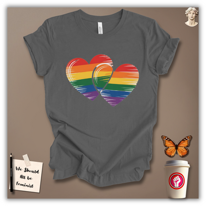 Rainbow Double Heart T-Shirt
